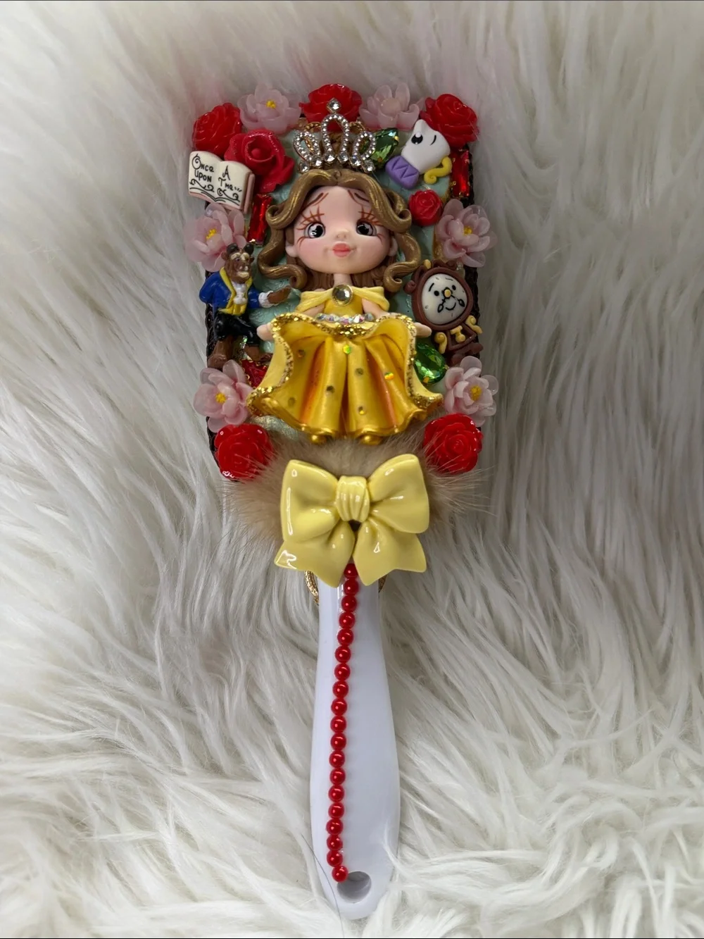 Belle Princess Hairbrush for you - I Decorative Bow & Red Accent